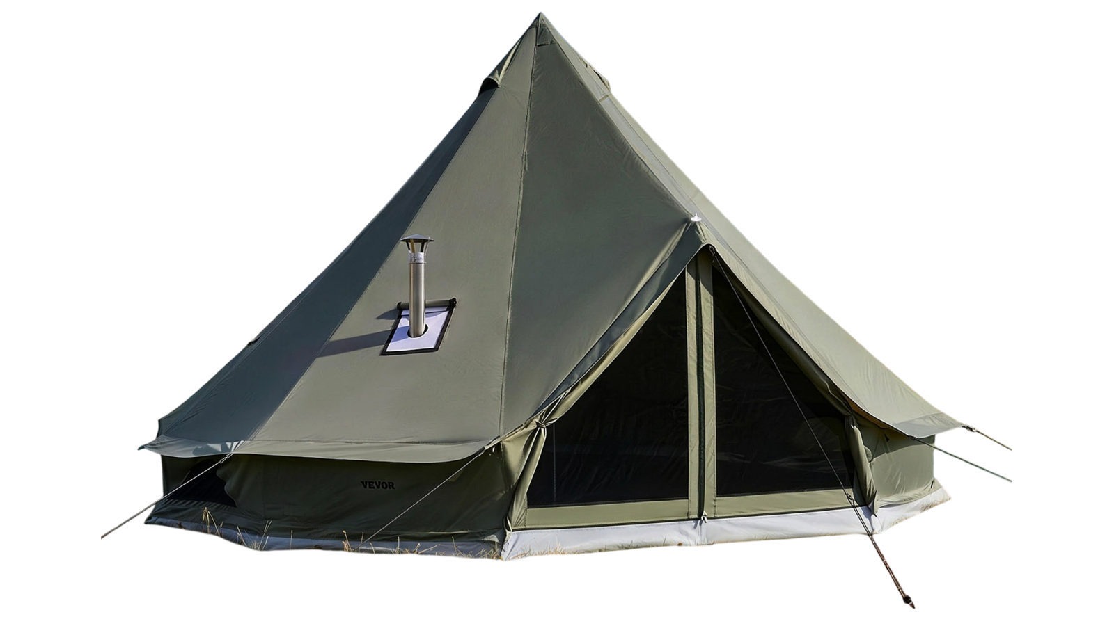 Vevor Canvas Bell Tent 4m 4-Season Camping Yurt Tent with Stove Jack for 3-4 People
