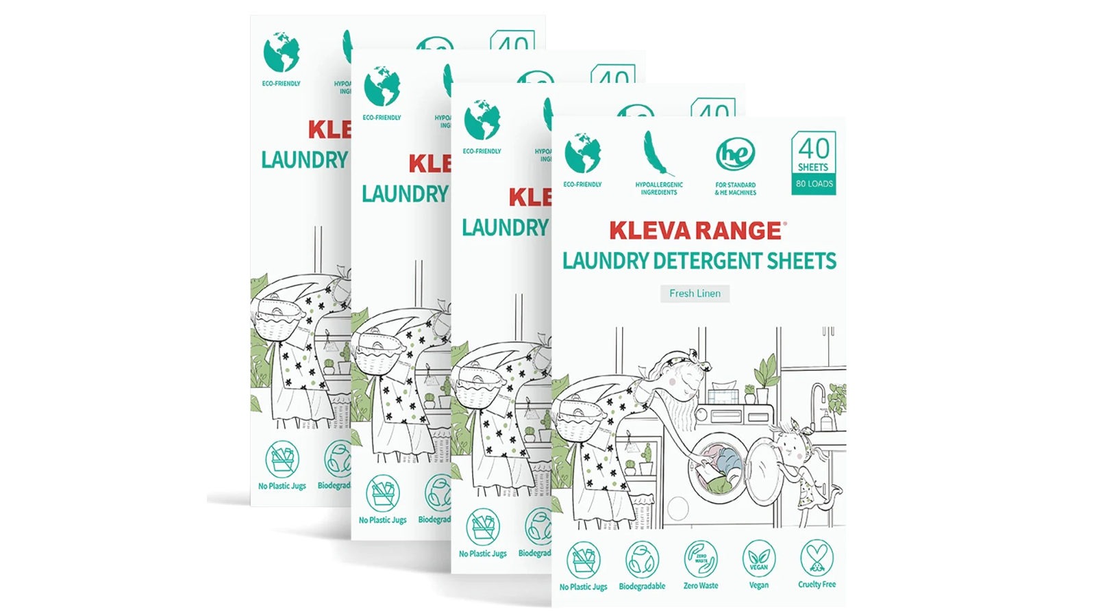 Kleva Stain Lifting Laundry Detergent Sheets Fresh Linen - 160 Sheets