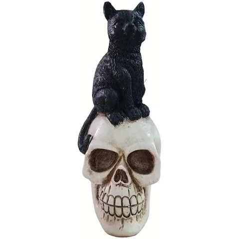 NNETM Haunted Glow Solar-Powered Skull Lawn Ornament