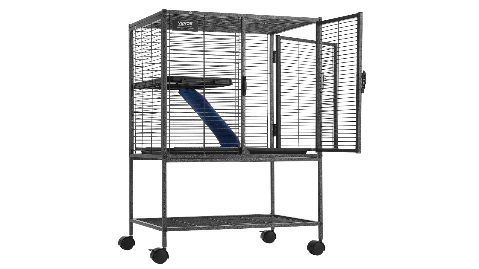 Pretty & Practical 34-inch Rolling Metal Animal Cage with Ramps and Tray