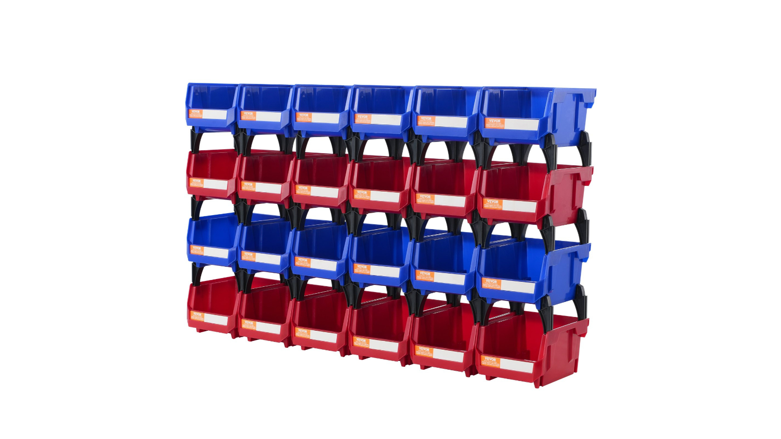 Pretty & Practical Pack of 24 Hanging Stackable Plastic Storage Bin - Blue/Red