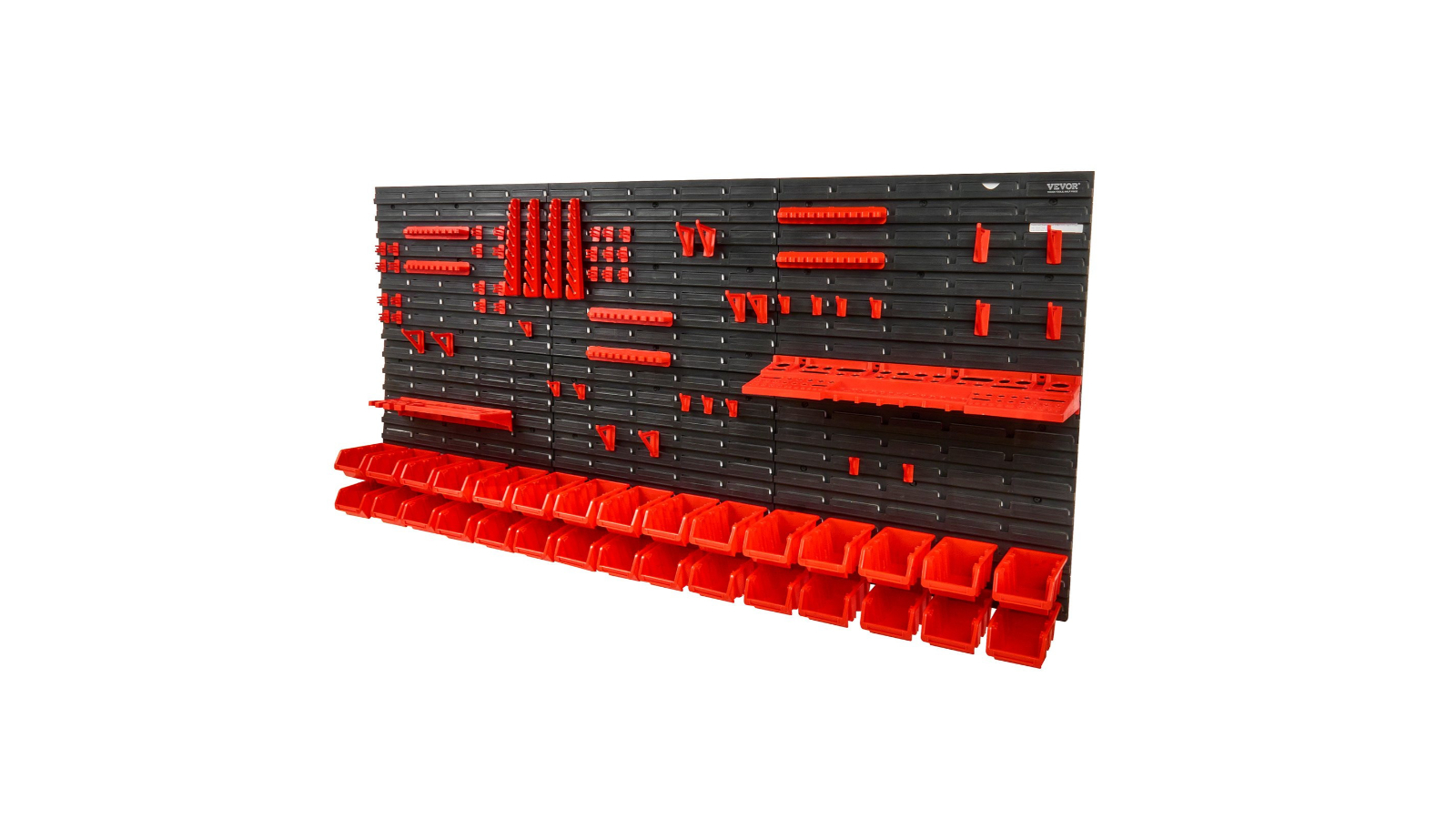Pretty & Practical Wall-Mounted Storage Bins Organizer with Wall Panel - Black/Red