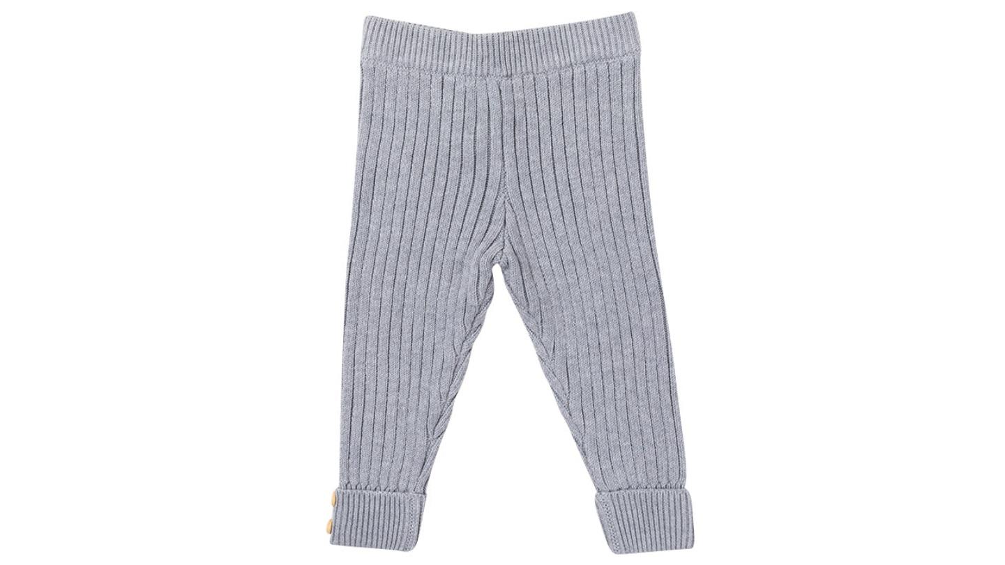 Ponchik Fog Ribbed Knit Button Cuff Leggings - 0-3 months