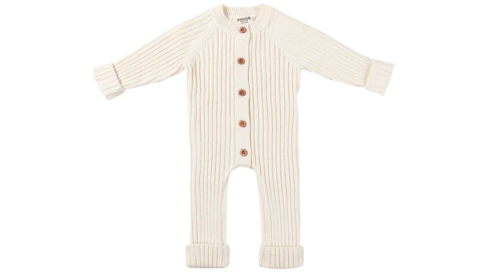 Ponchik Buttermilk Ribbed Button Front Baby Onesie