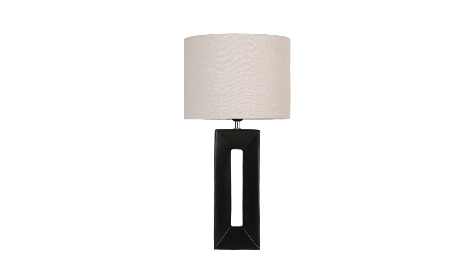 Luminea Ceramic Base Kori Block Table Lamp - Black/Linen