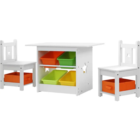 Keezi Kids 3 Piece Table and Chairs Set with Storage Box