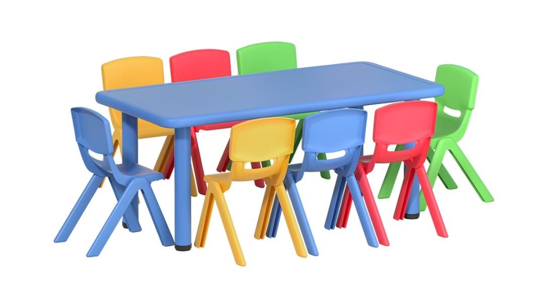 Keezi 9 Piece Kids Table and Chair Set Children Study Desk Furniture Plastic 