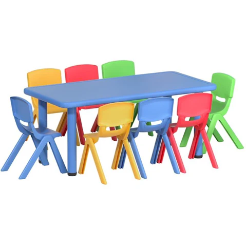 Keezi 9 Piece Kids Table and Chair Set Children Study Desk Furniture Plastic