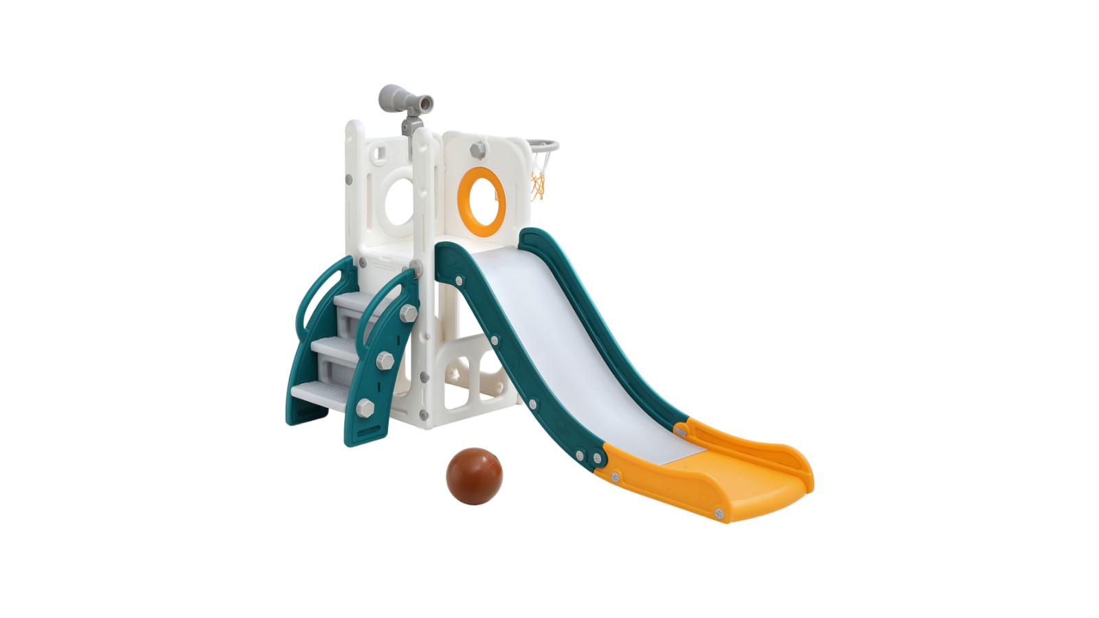 Keezi Kids Telescope and Basketball Hoop Storage Slide Set