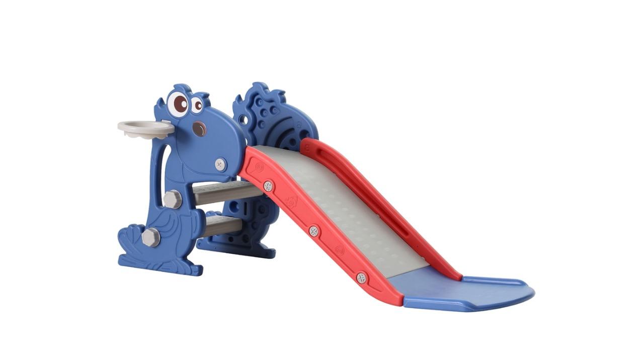 Keezi 90cm Kids Slide with Basketball Hoop - Red/Blue