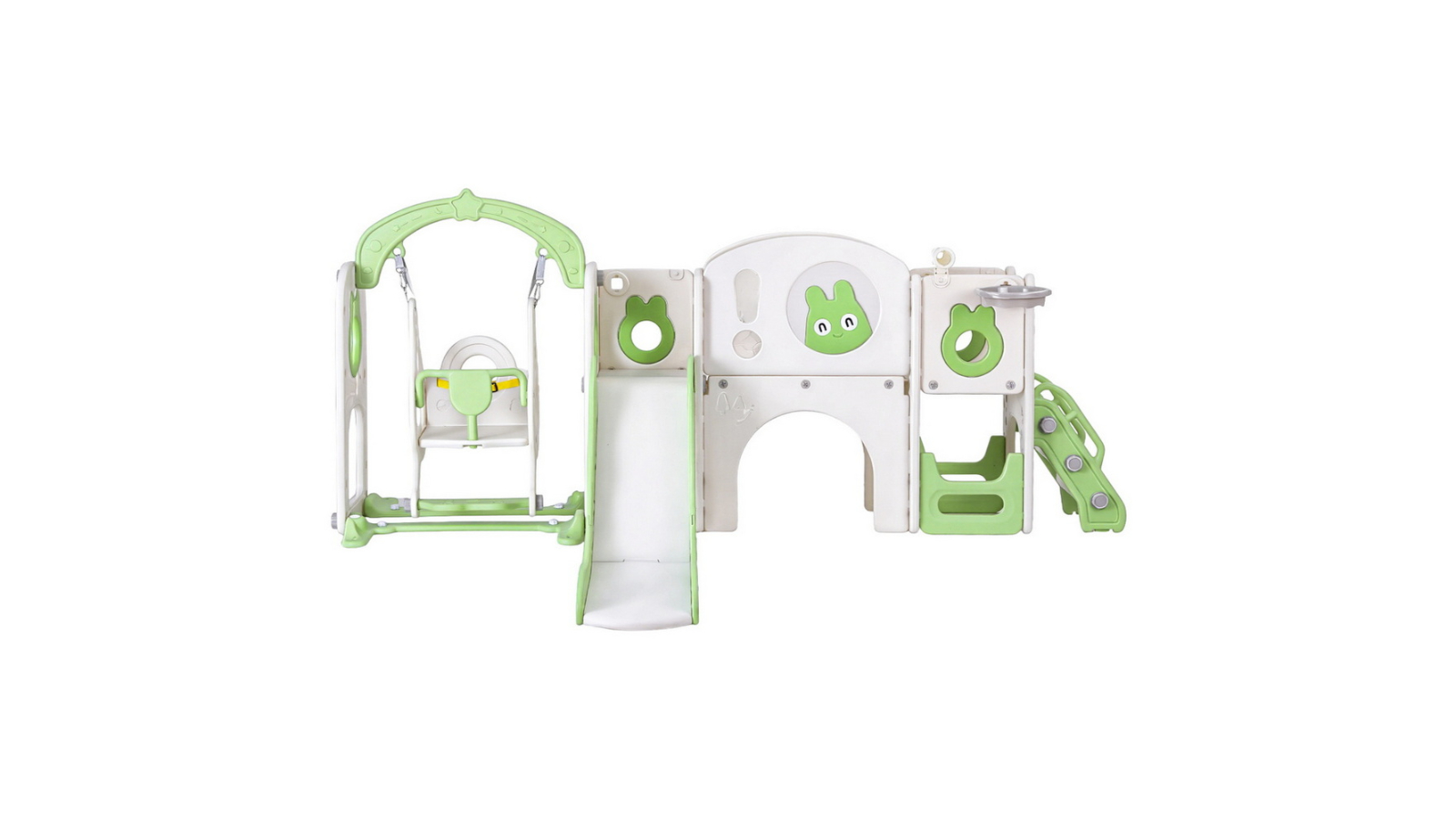 Keezi 140cm Kids Slide Swing Set with Basketball Hoop and Football - Green