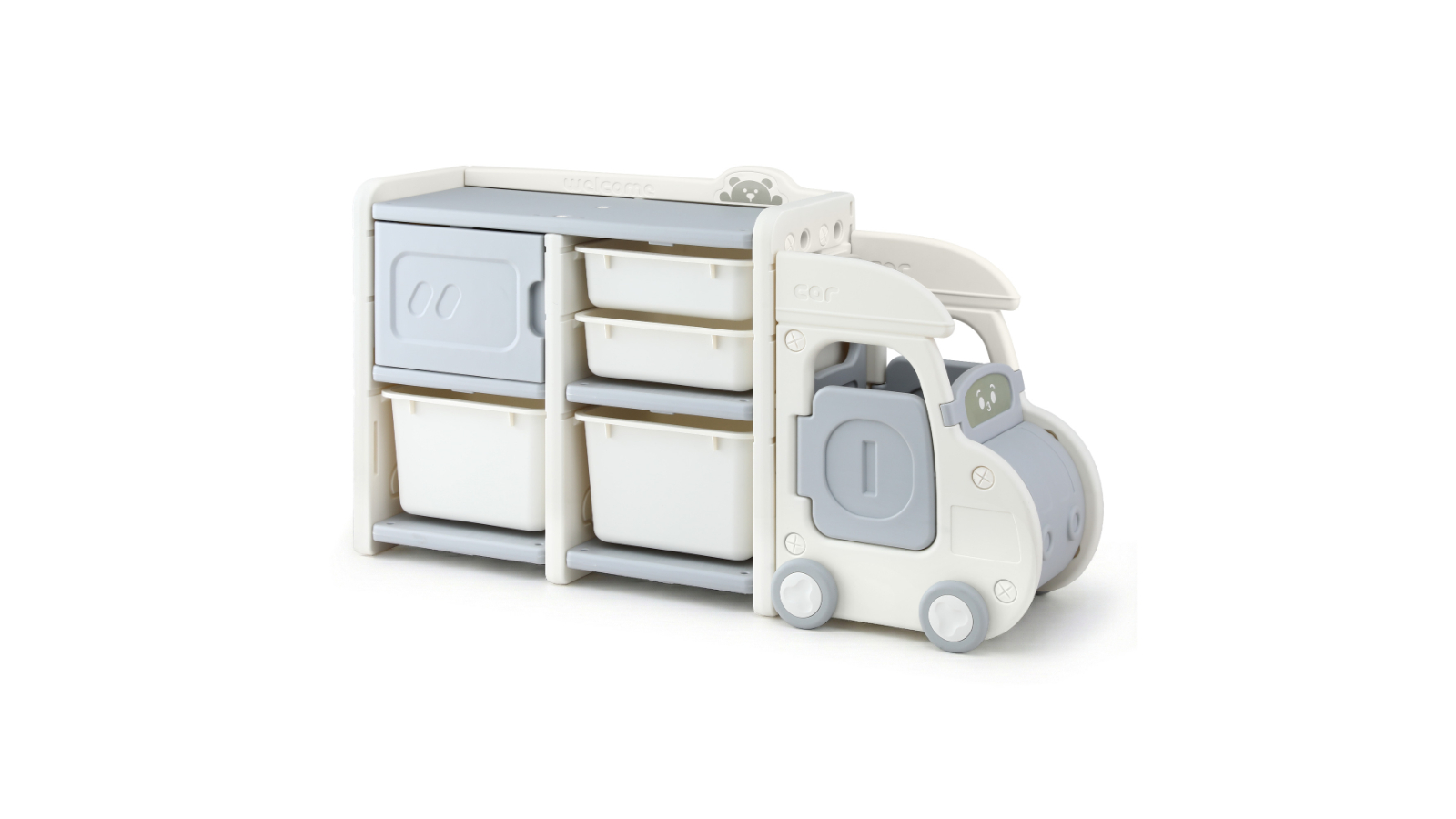 Keezi Car Shaped Storage Organizer with Four Storage Bins