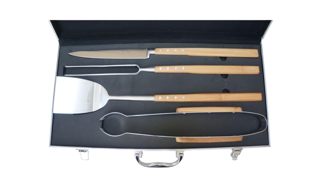 Laguiole By Louis Thiers 4 Piece Artisan BBQ Set with Bamboo Handle