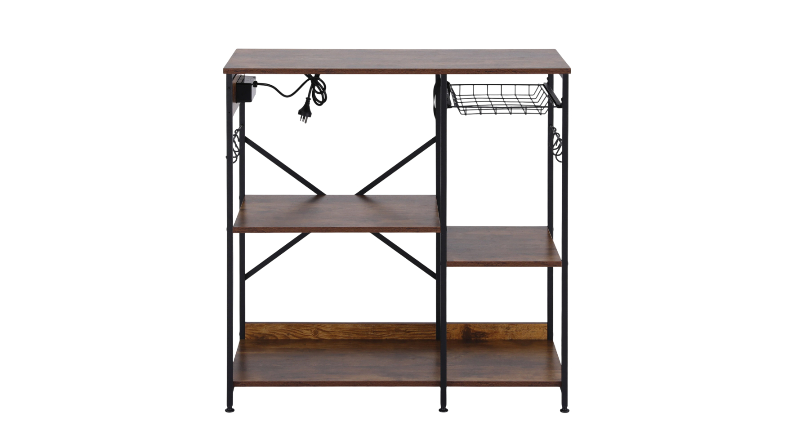 Artiss 3-Tier Kitchen Rack with 2 Power Outlets and 6-Hook - 90cm