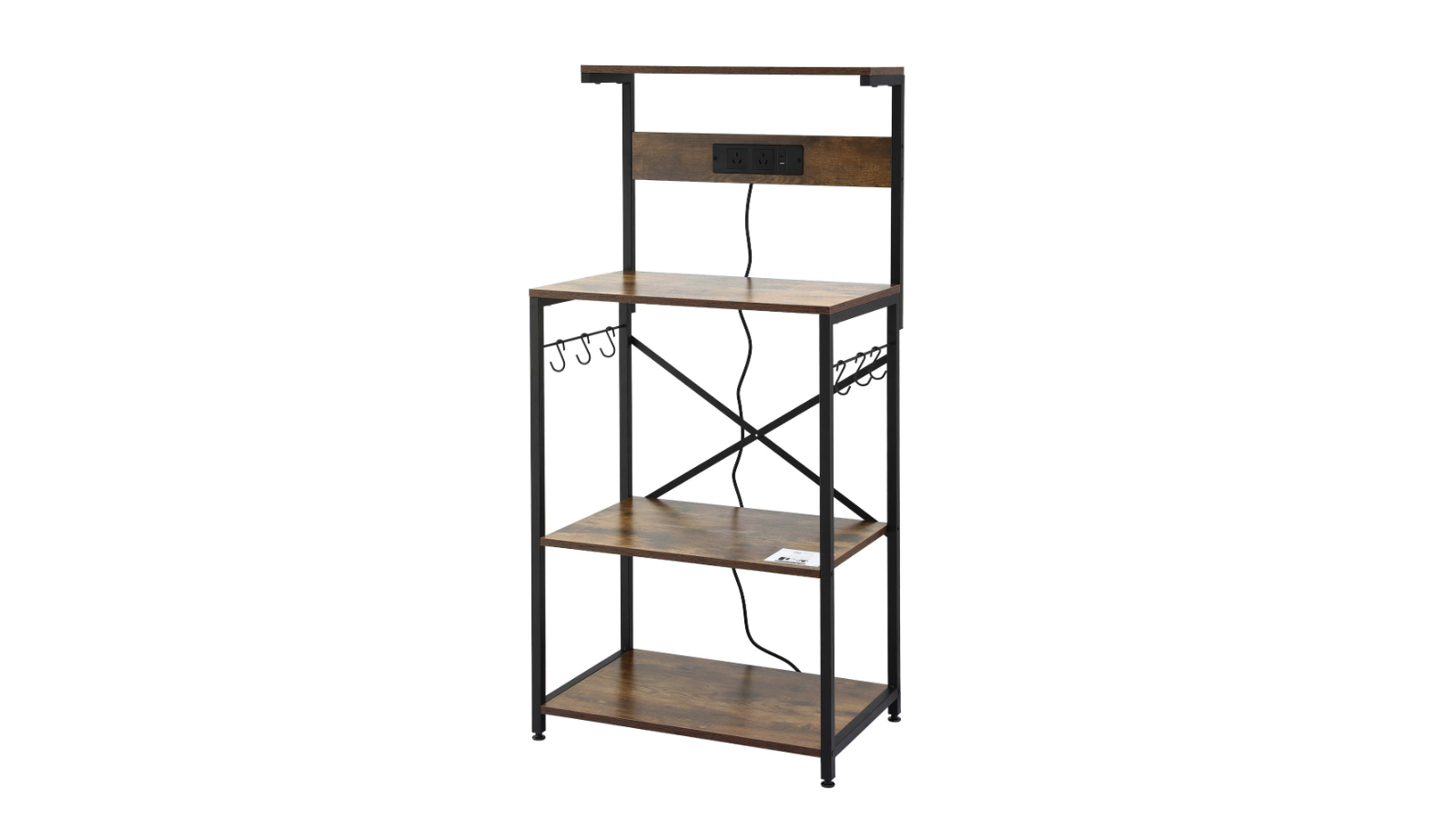 Artiss 4-Tier Kitchen Rack with 2 Power Outlets and 6-Hook