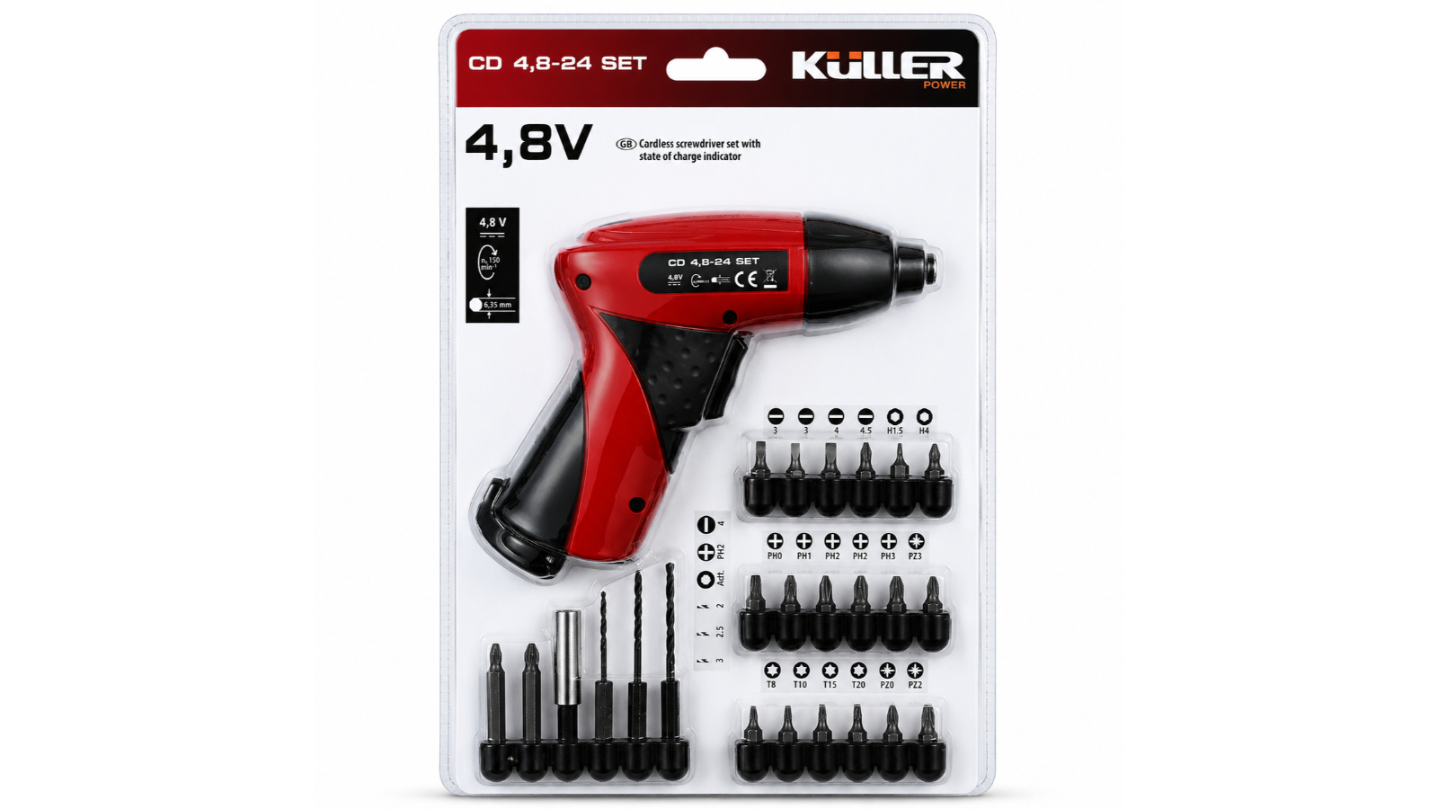 Kuller 24 Piece 4.8V Cordless Electric Screwdriver Kit