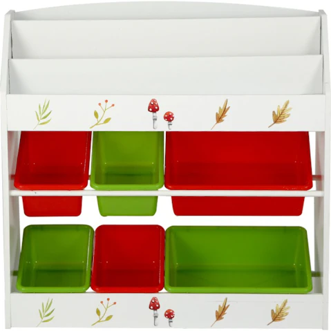 Keezi Kids Bookshelf Storage 3-Tier Bookcase Toy Box 6 Bin Rack Organiser