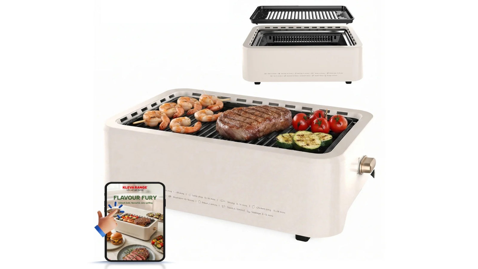 Kleva Smokeless Grill Juicy, Compact and Flavourful, Indoor and Outdoor Grilling