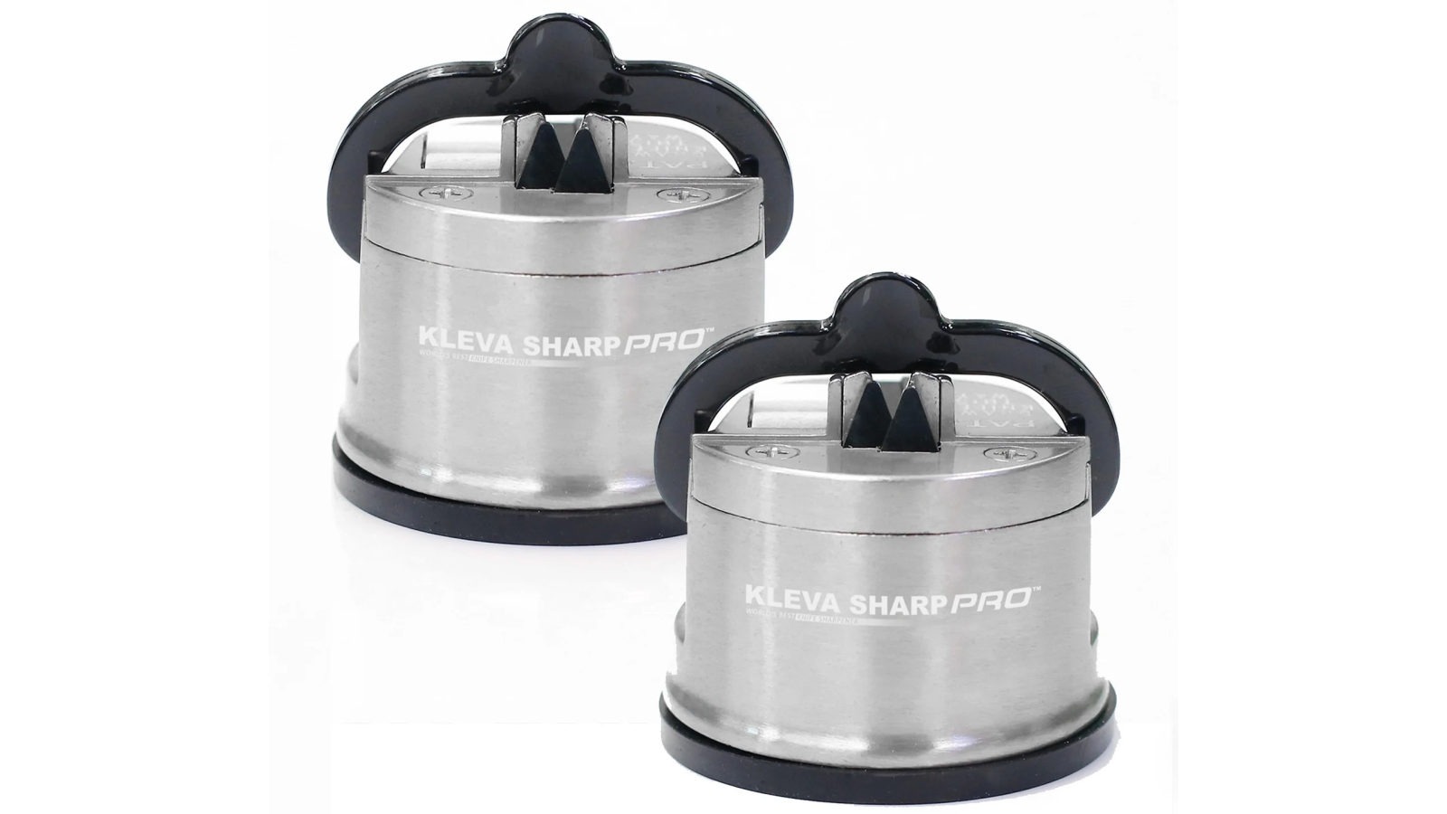 Kleva Pack of 2 Sharp Pro Knife Sharpener With Precision Honing Plate plus Suction Base