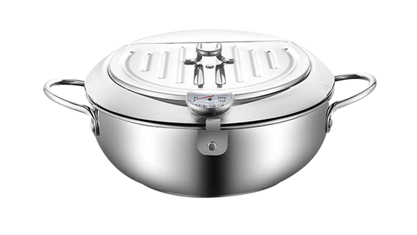 Toque Silver 24cm Japanese Thermometer Deep Frying Pan 