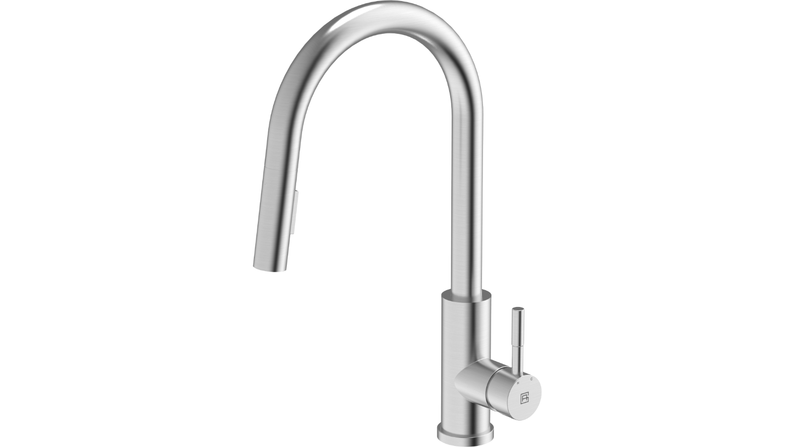 Gareth Ashton Goose Neck Pull Out with Dual Spray Kitchen Mixer - Brushed Steel