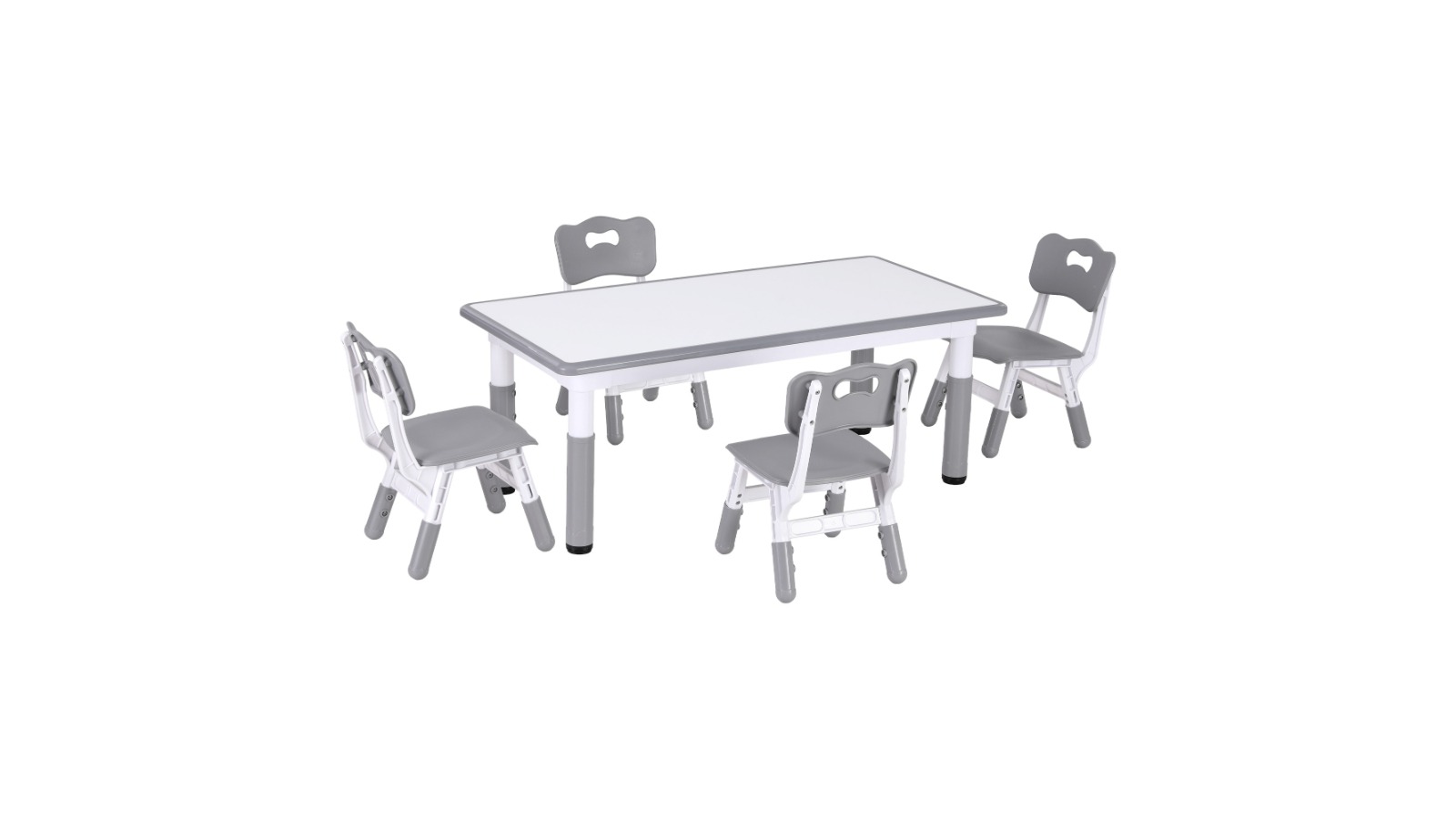 Keezi Adjustable Kids Grey Table and Chairs Set