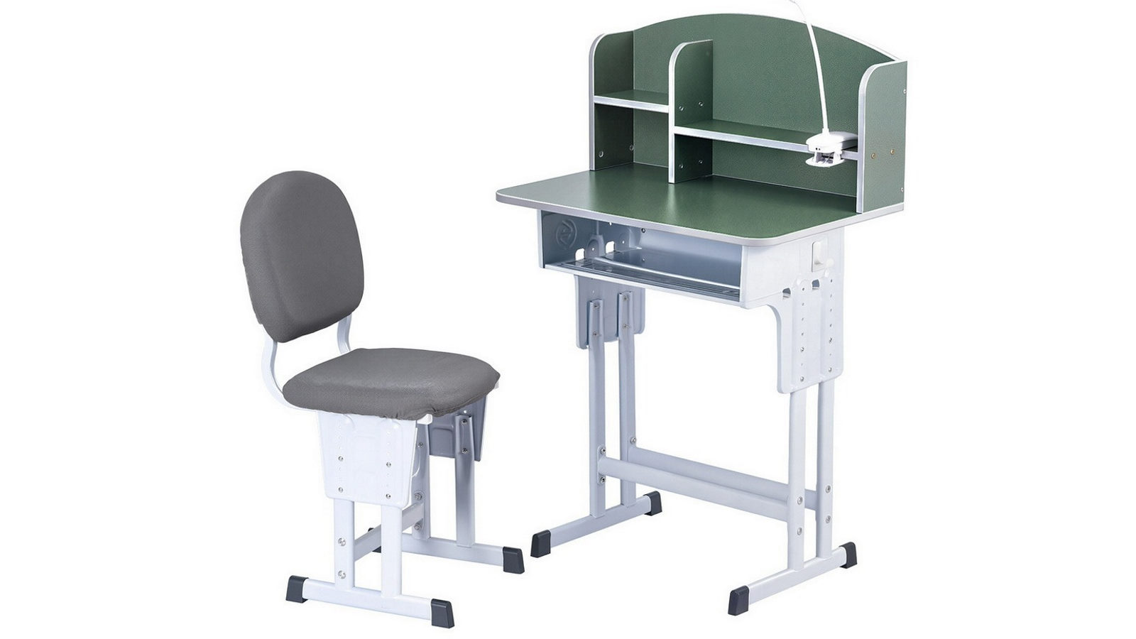 Keezi Kids Study Desk Chair Set Adjustable Ergonomic Table with LED Lamp - Green