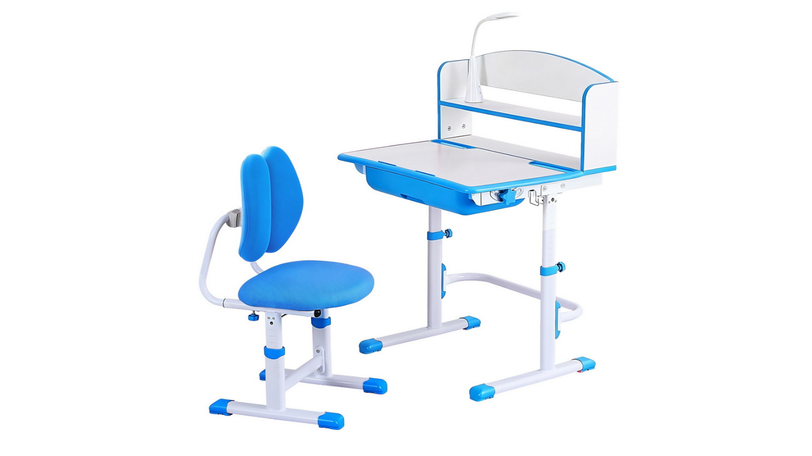 Keezi Kids Adjustable Study Desk and Chair Set with LED Lamp - Blue