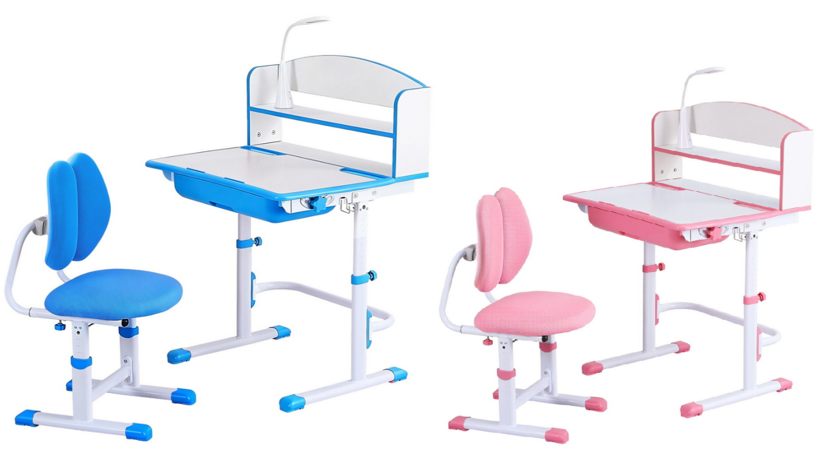 Keezi Kids Adjustable Study Desk and Chair Set with LED Lamp