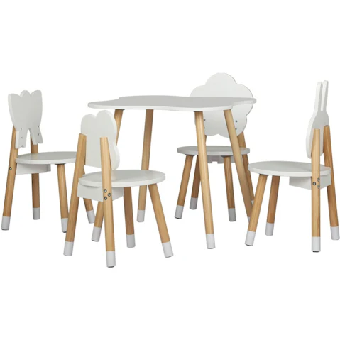 Keezi 5 Piece Kid Table and Chair Set - White