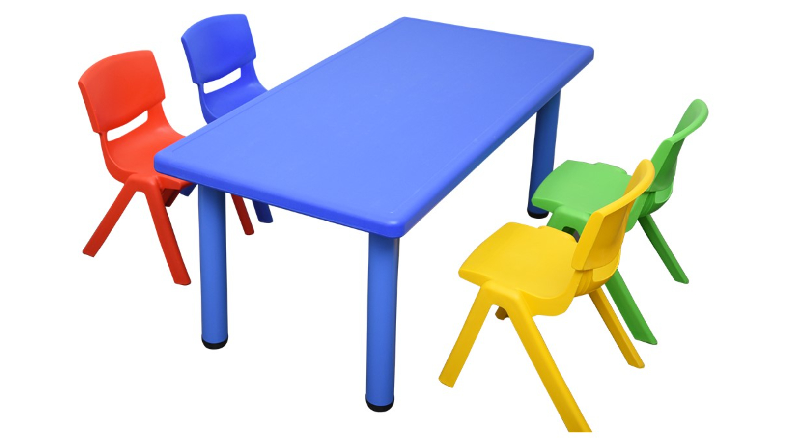 HelloDeal Set of 4 Kids Mixed Chair and Rectangle Table - Blue