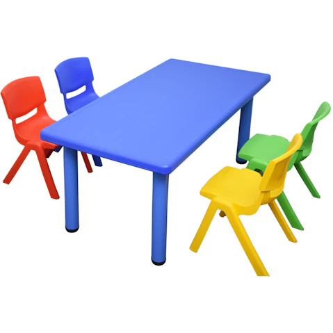 HelloDeal Set of 4 Kids Mixed Chair and Rectangle Table - Blue