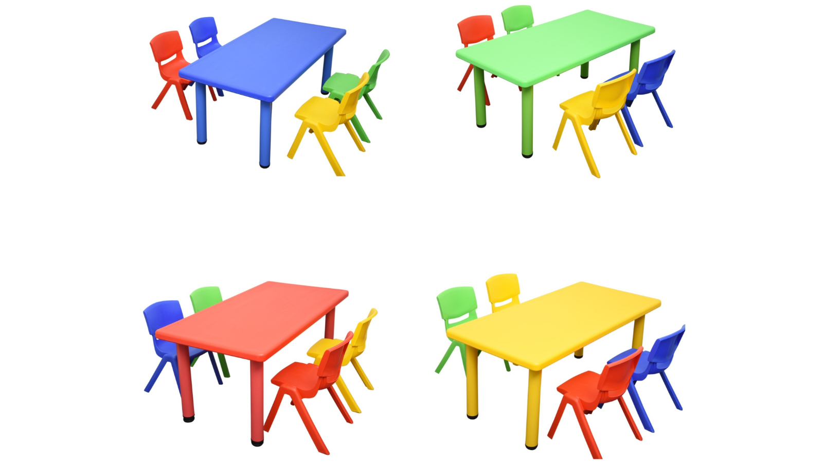 HelloDeal Set of 4 Kids Mixed Chair and Rectangle Table