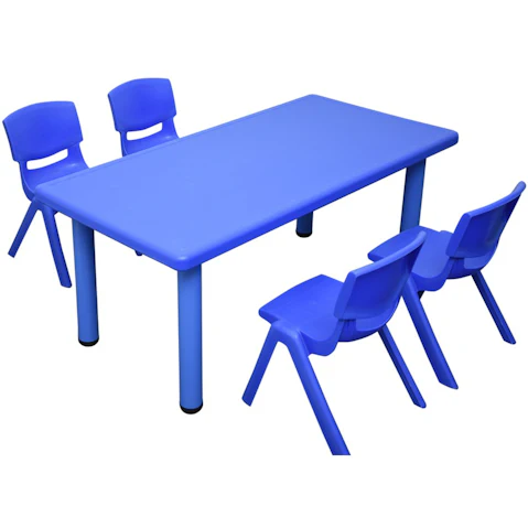 HelloDeal Set of 4 Kids Chair and Rectangle Table - Blue