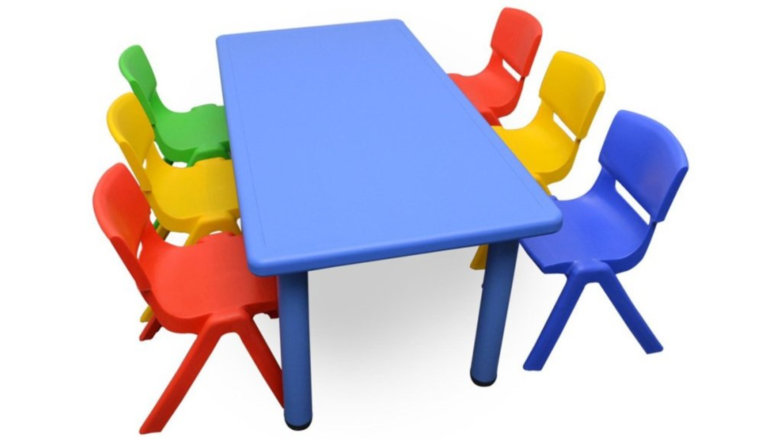HelloDeal Set of 6 Kids Mixed Chair and Rectangle Table - Blue