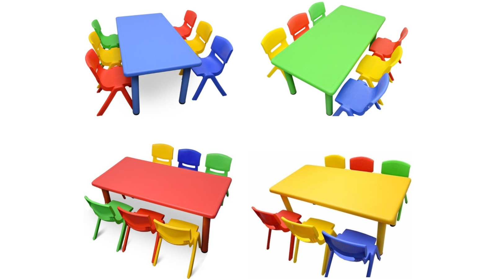 HelloDeal Set of 6 Kids Mixed Chair and Rectangle Table