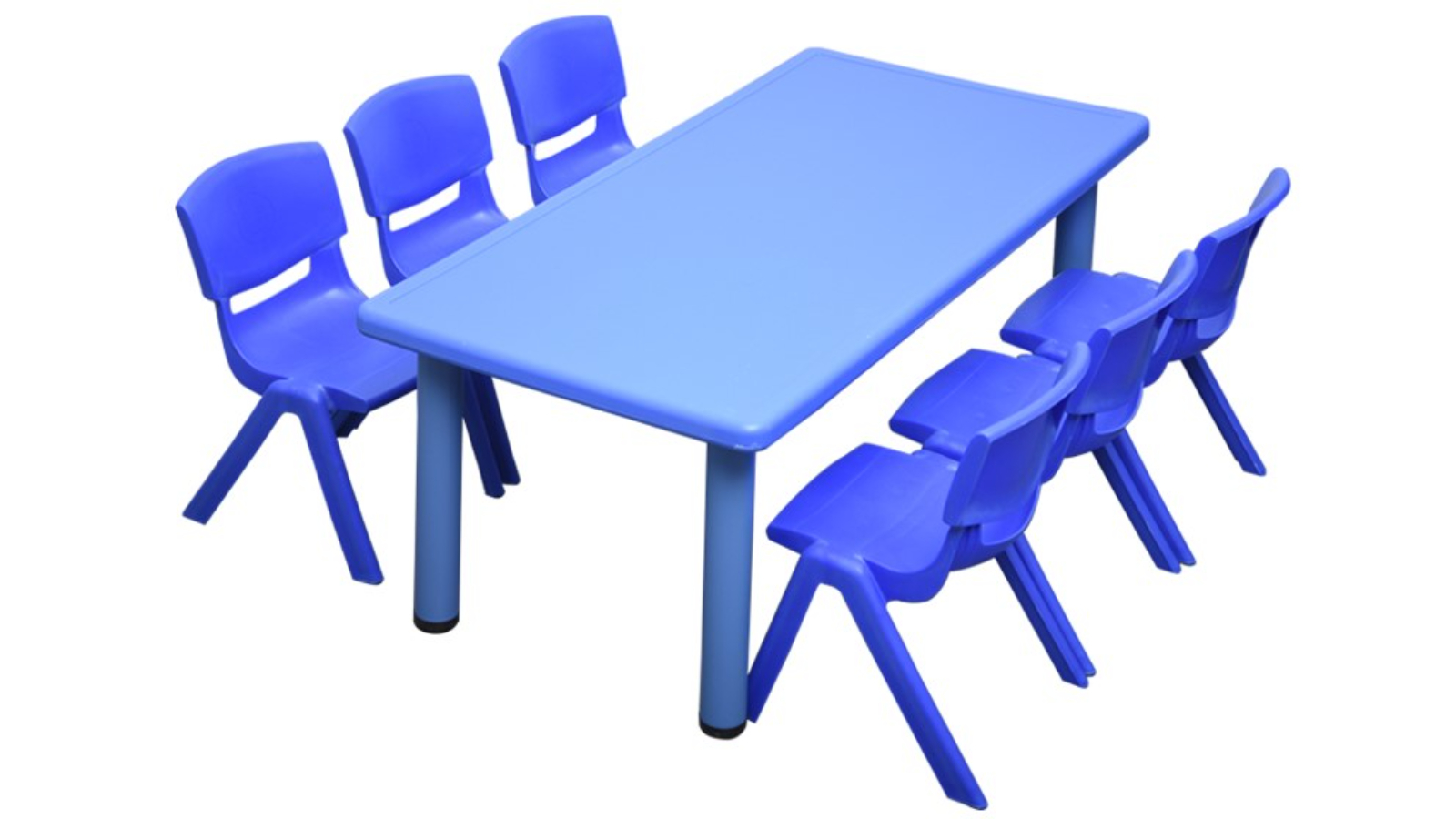 HelloDeal Set of 6 Kids Chair and Rectangle Table - Blue