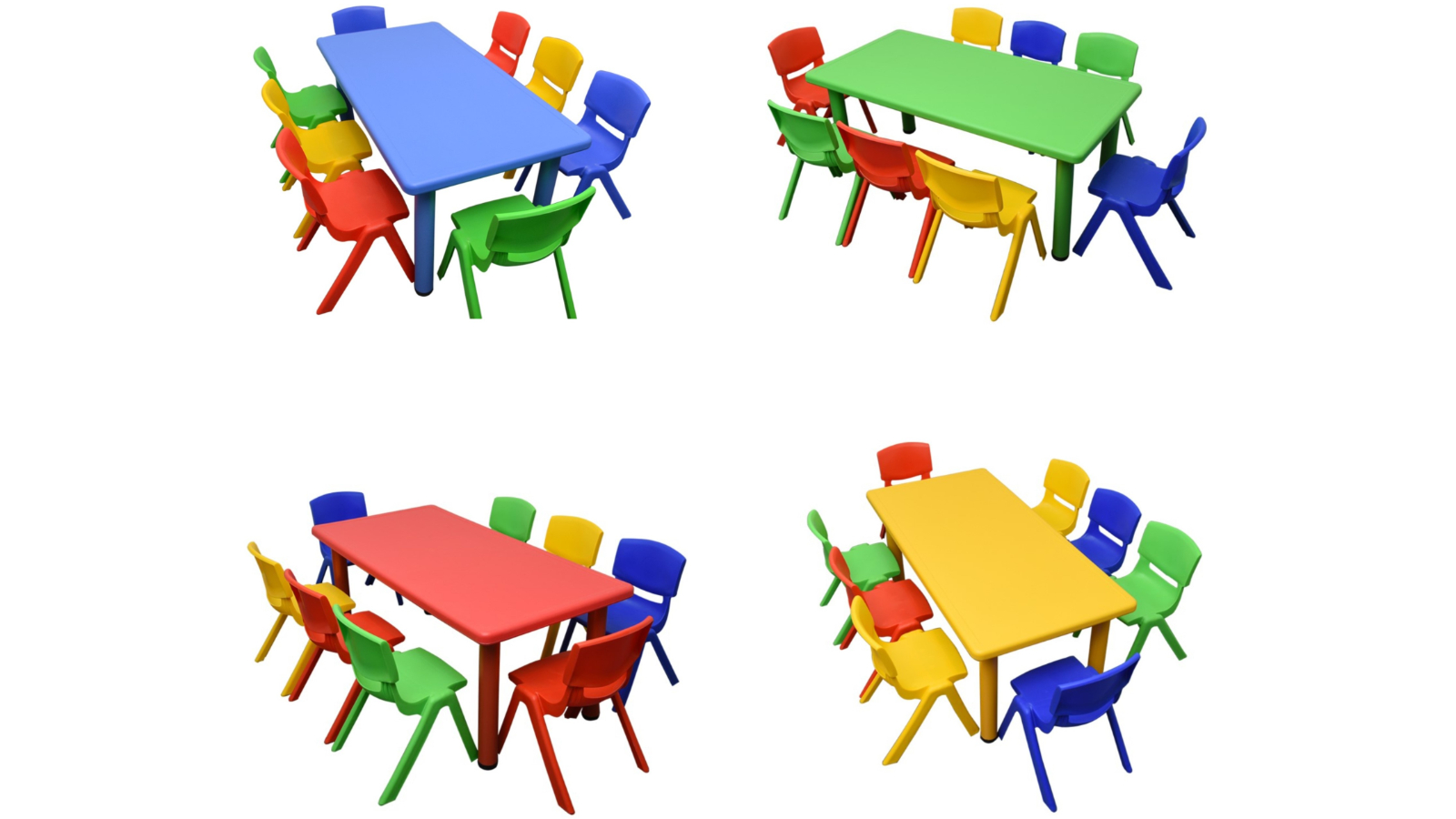 HelloDeal Set of 8 Kids Mixed Chair and Rectangle Table