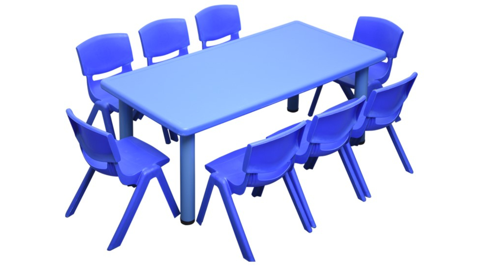 HelloDeal Set of 8 Kids Chair and Rectangle Table - Blue