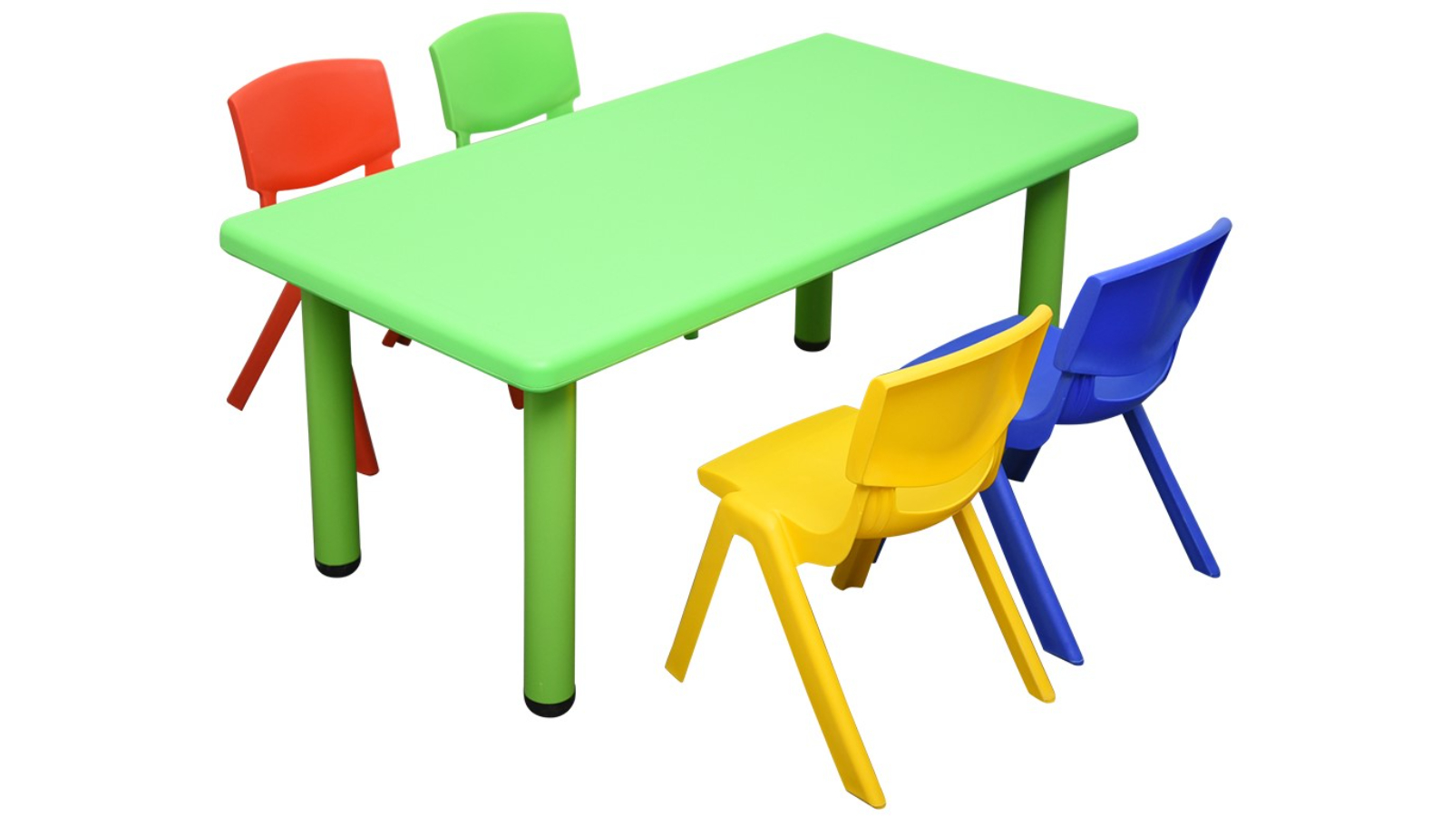 HelloDeal Set of 4 Kids Mixed Chair and Rectangle Table - Green
