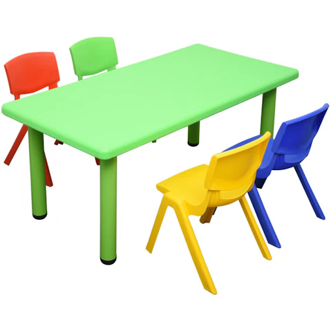 HelloDeal Set of 4 Kids Mixed Chair and Rectangle Table - Green