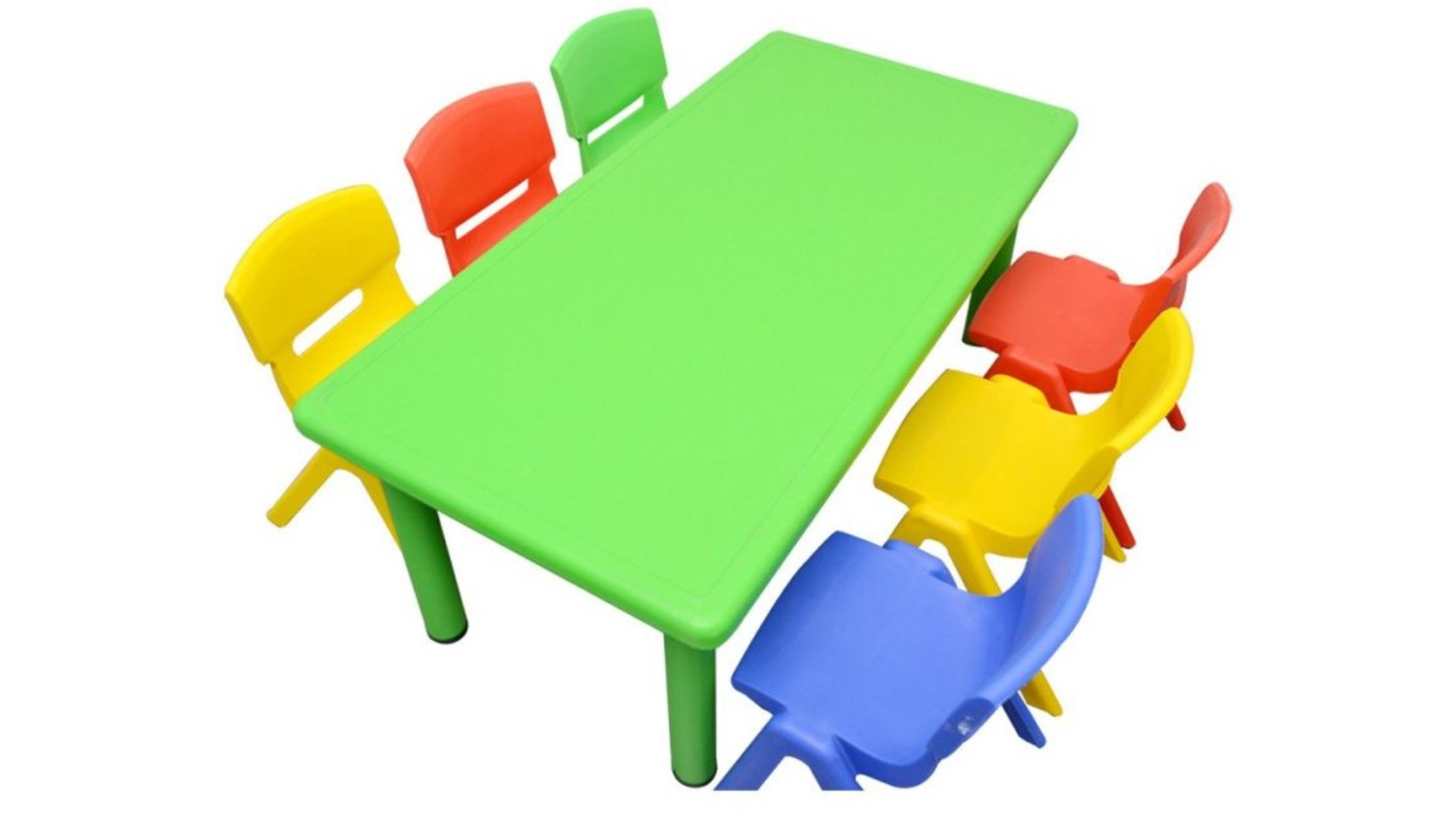 HelloDeal Set of 6 Kids Mixed Chair and Rectangle Table - Green