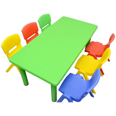 HelloDeal Set of 6 Kids Mixed Chair and Rectangle Table - Green