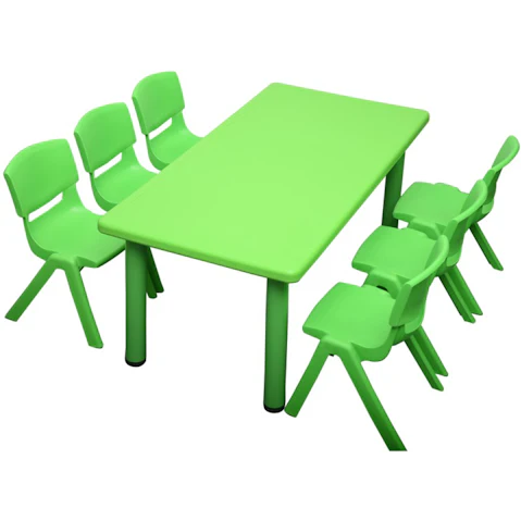 HelloDeal Set of 6 Kids Chair and Rectangle Table - Green
