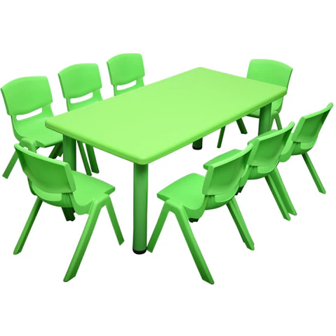 HelloDeal Set of 8 Kids Chair and Rectangle Table - Green