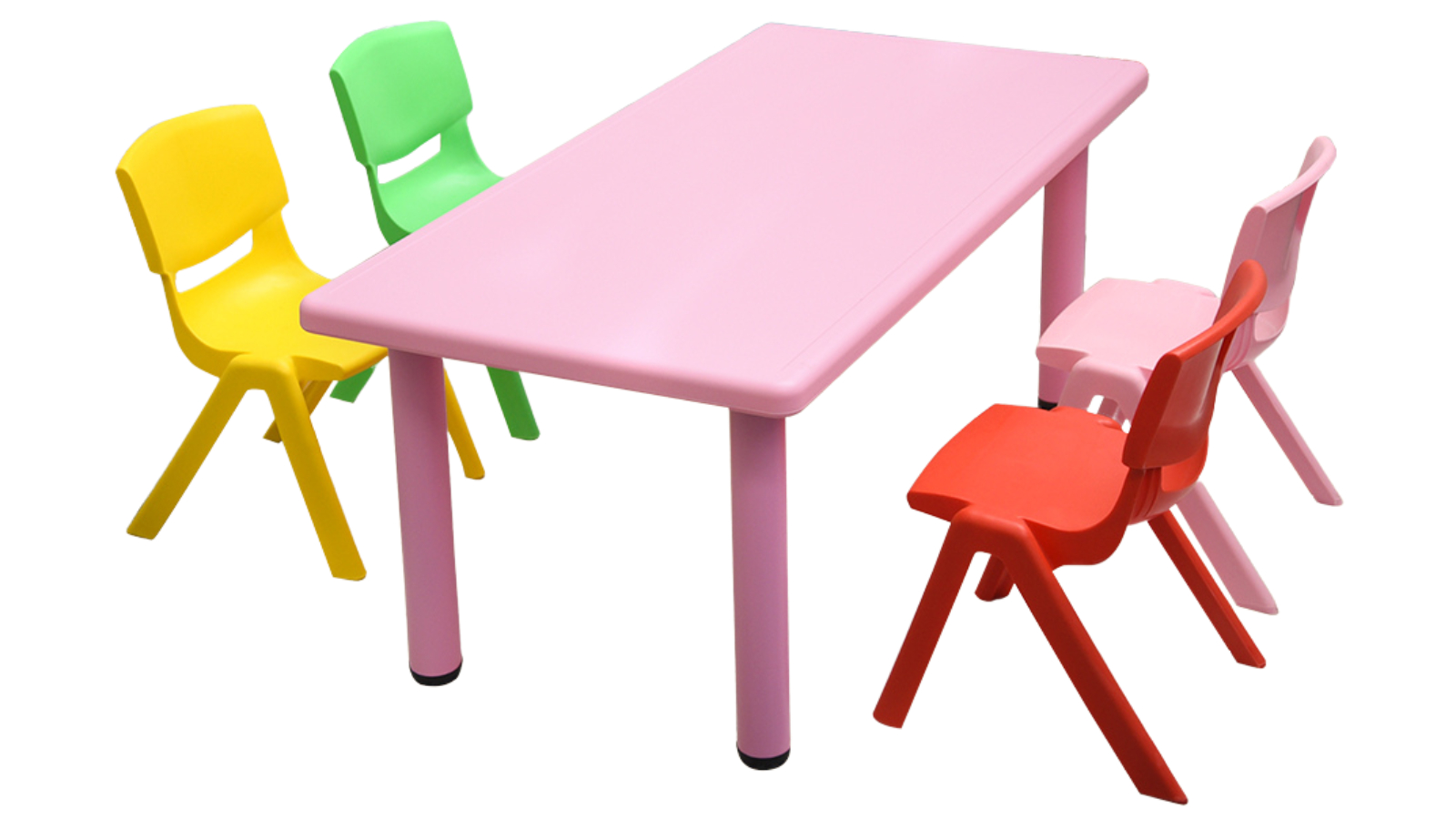 HelloDeal Set of 4 Kids Mixed Chair and Adjustable Rectangle Table - Pink