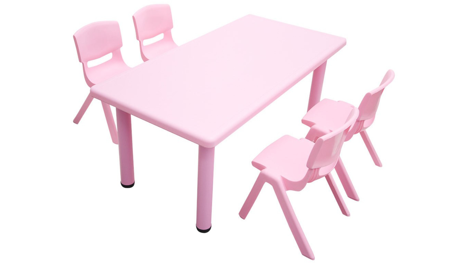 HelloDeal Set of 4 Kids Chair and Adjustable Rectangle Table - Pink