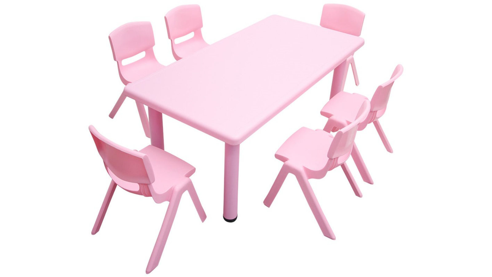 HelloDeal Set of 6 Kids Chair and Adjustable Rectangle Table - Pink