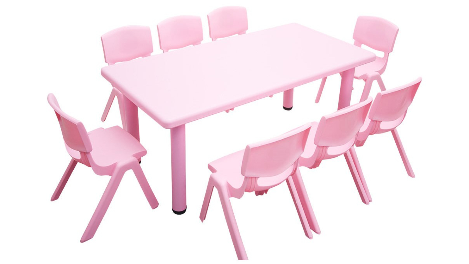 HelloDeal Set of 8 Kids Chair and Adjustable Rectangle Table - Pink