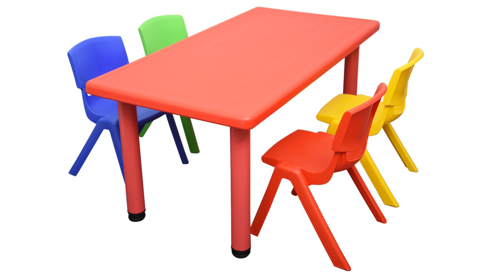 HelloDeal Set of 4 Kids Mixed Chair and Rectangle Table - Red